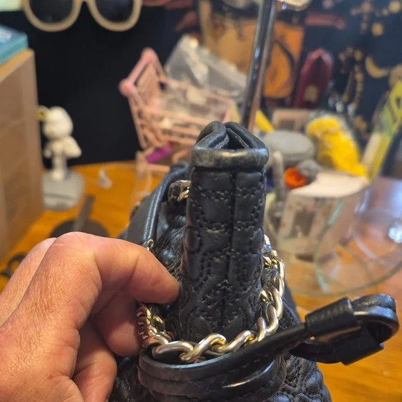 Tory Burch Black Quilted Leather Chain-Handle Crossbody Tote Excellent Condition - Picture 11 of 16